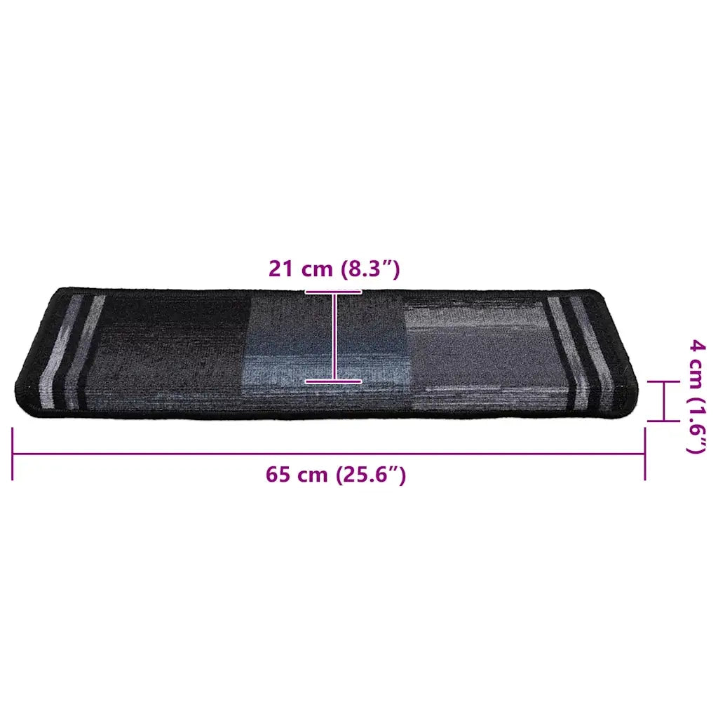 Tappetini per Scale Autoadesivi 5 pz 65x21x4 cm Nero e Grigio 149842