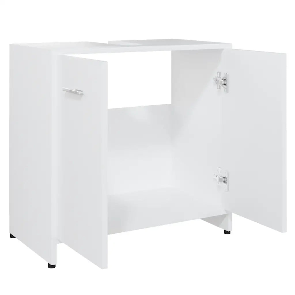 Mobiletto da bagno 60 x 33 x 61 cm design elegante con 2 ante in legno composito bianco 02_0047710