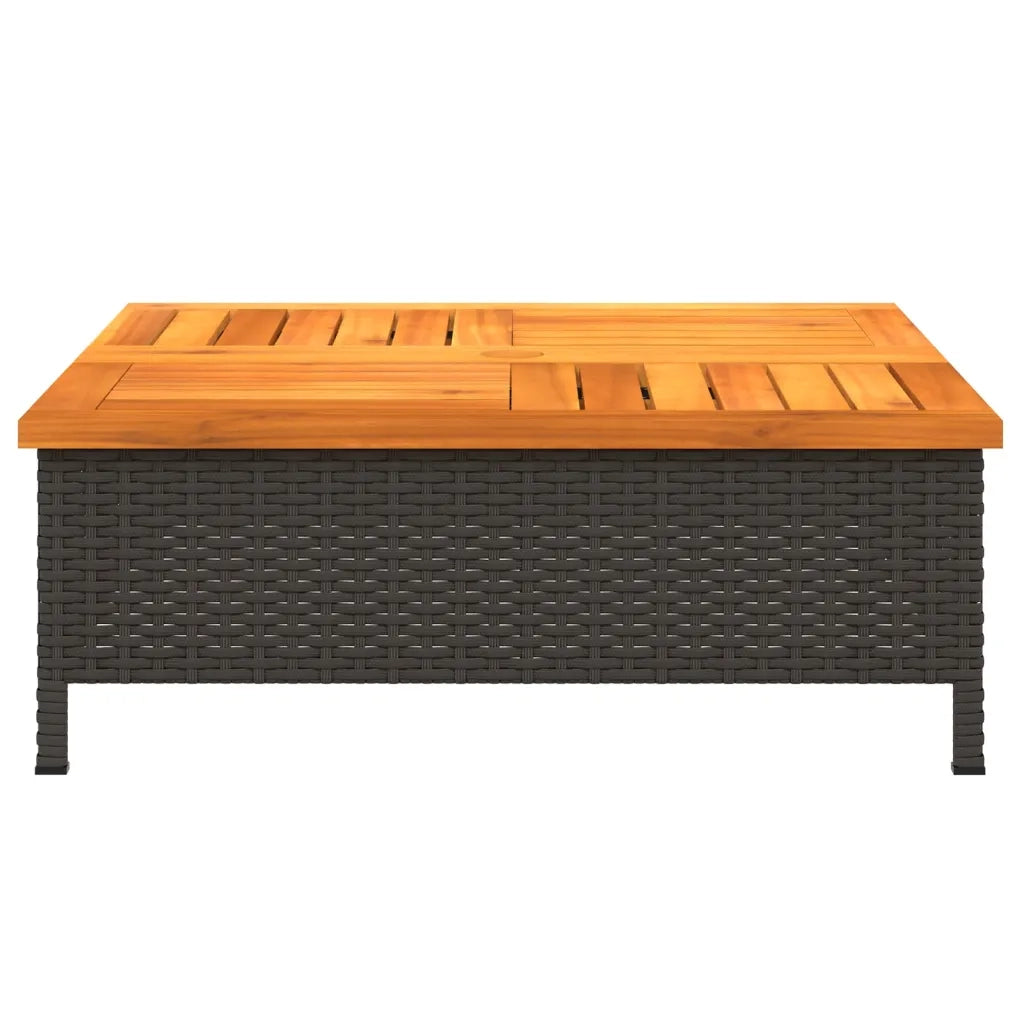 Tavolo da Giardino Nero 70x70x25cm in Rattan e Legno di Acacia