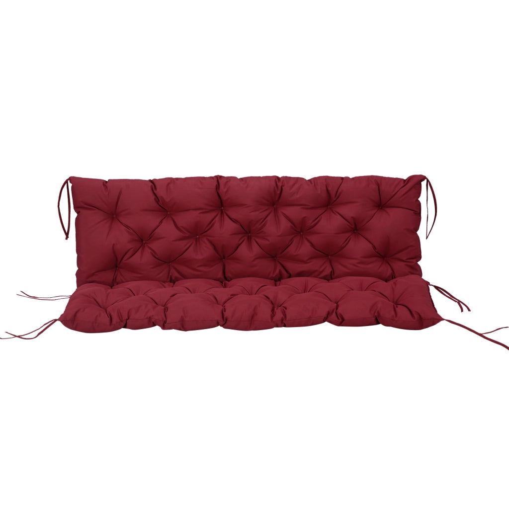 Cuscino da banco 150 x 98 x 8 cm con lacci, imbottitura in schiuma, rosso, per interno ed esterno