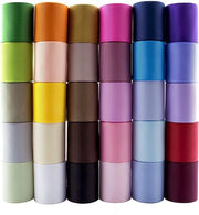 Set di 60 Yards di Grosgrain Lint - 30 Colori - 3,8 cm - Poliestere - Ideale per il Ricamo e la Sartoria