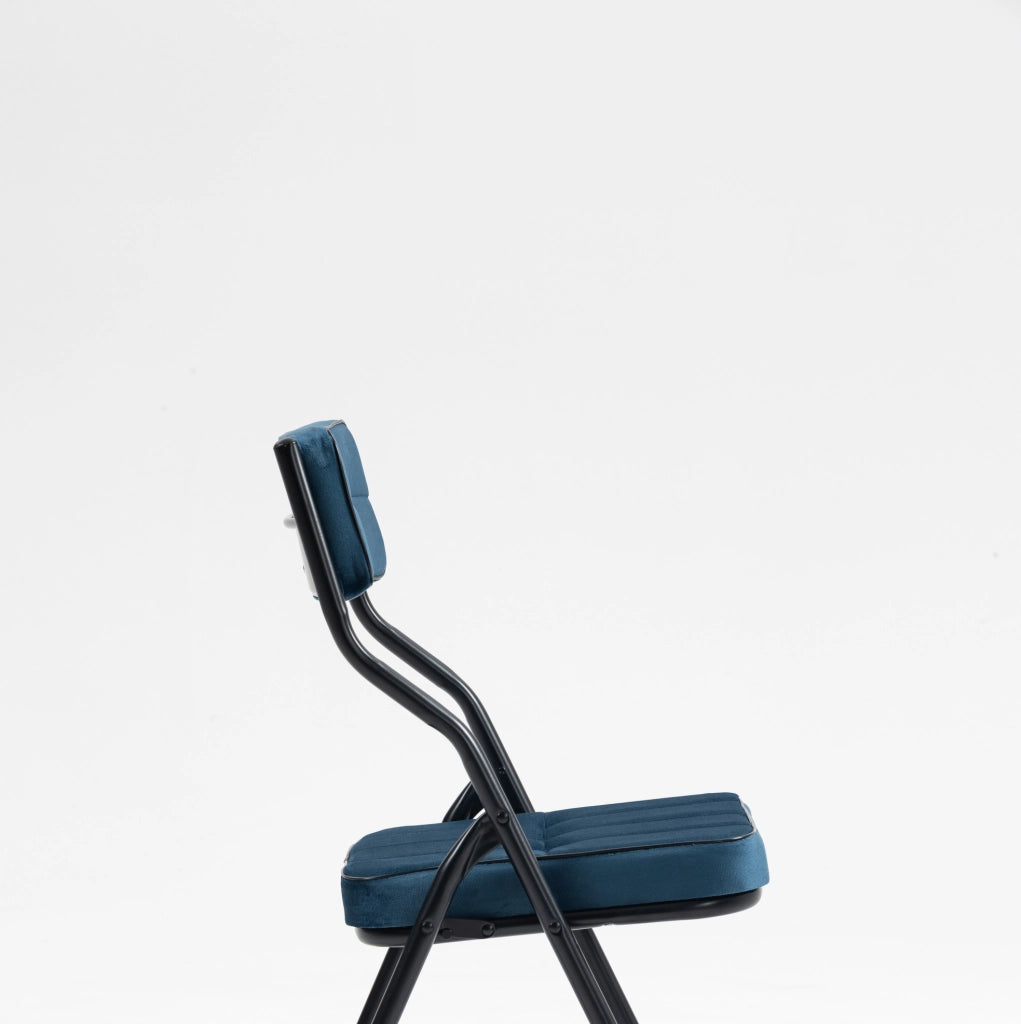 Set di 2 sedie pieghevoli imbottite blu in acciaio