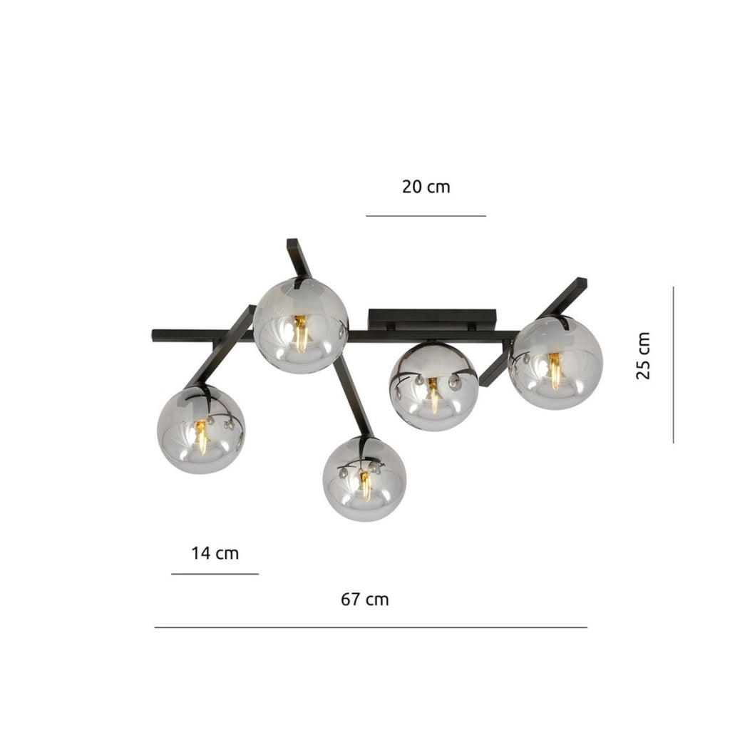 Lampada a sospensione SMART in acciaio nero e vetro grafite