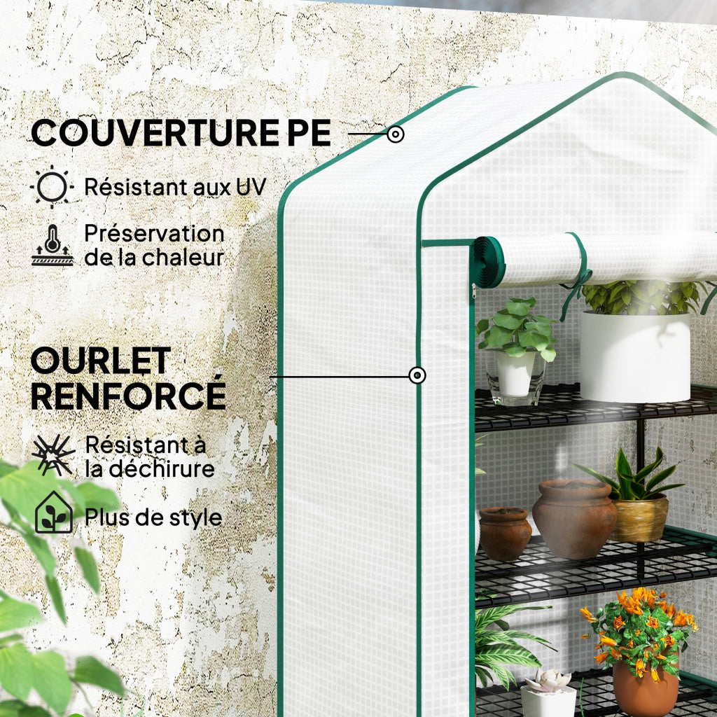 Serra da giardino 4 livelli ¨C zephmum ¨C 90x49x160 cm bianco acciaio galvanizzato