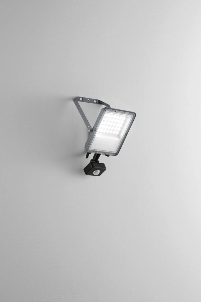 PROIETTORE LED 30W 3000LM CCT 3000K / 4000K / 6500KSILVER IP54 CON SENSORE DI MOVIMENTO