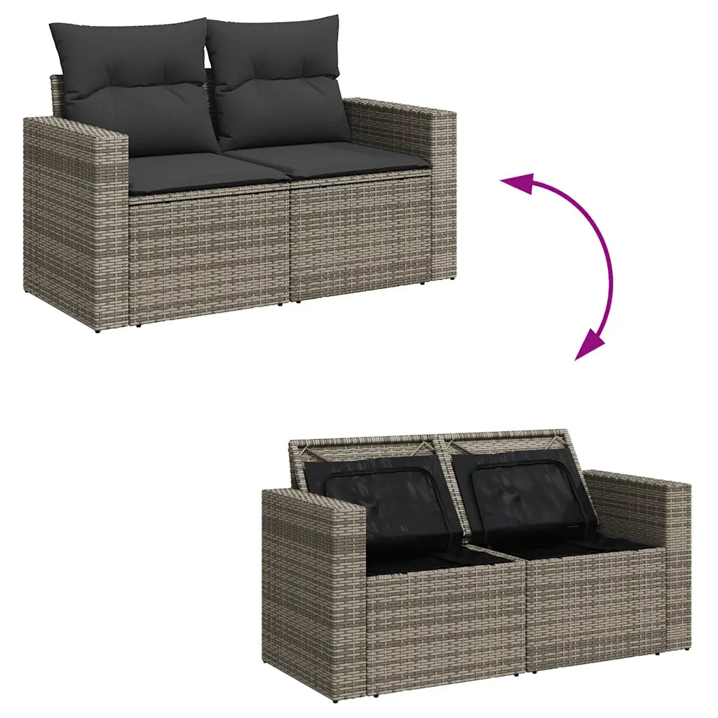 Set Divano da Giardino 9 pz con Cuscini Grigio in Polyrattan 3327021