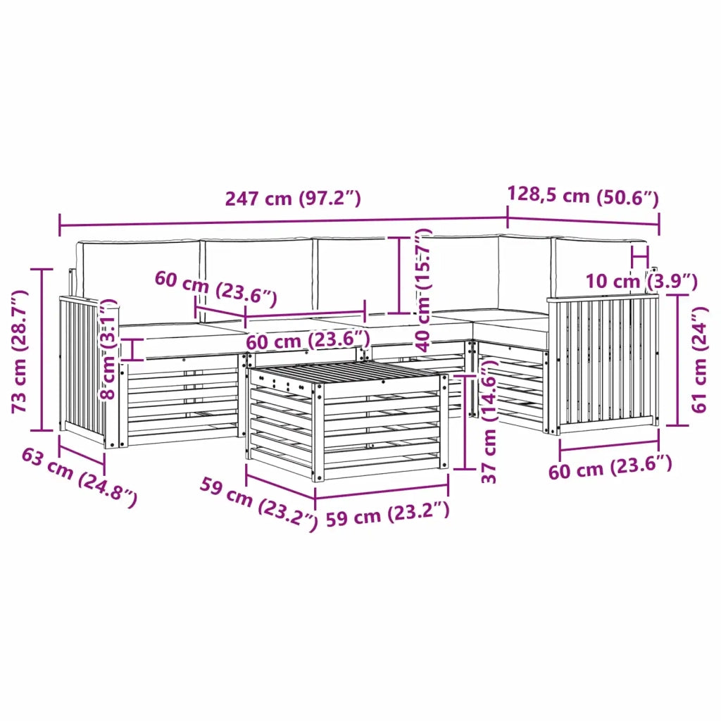 Set di divani da esterno 6 pcs Bianco e Antracite 3391872