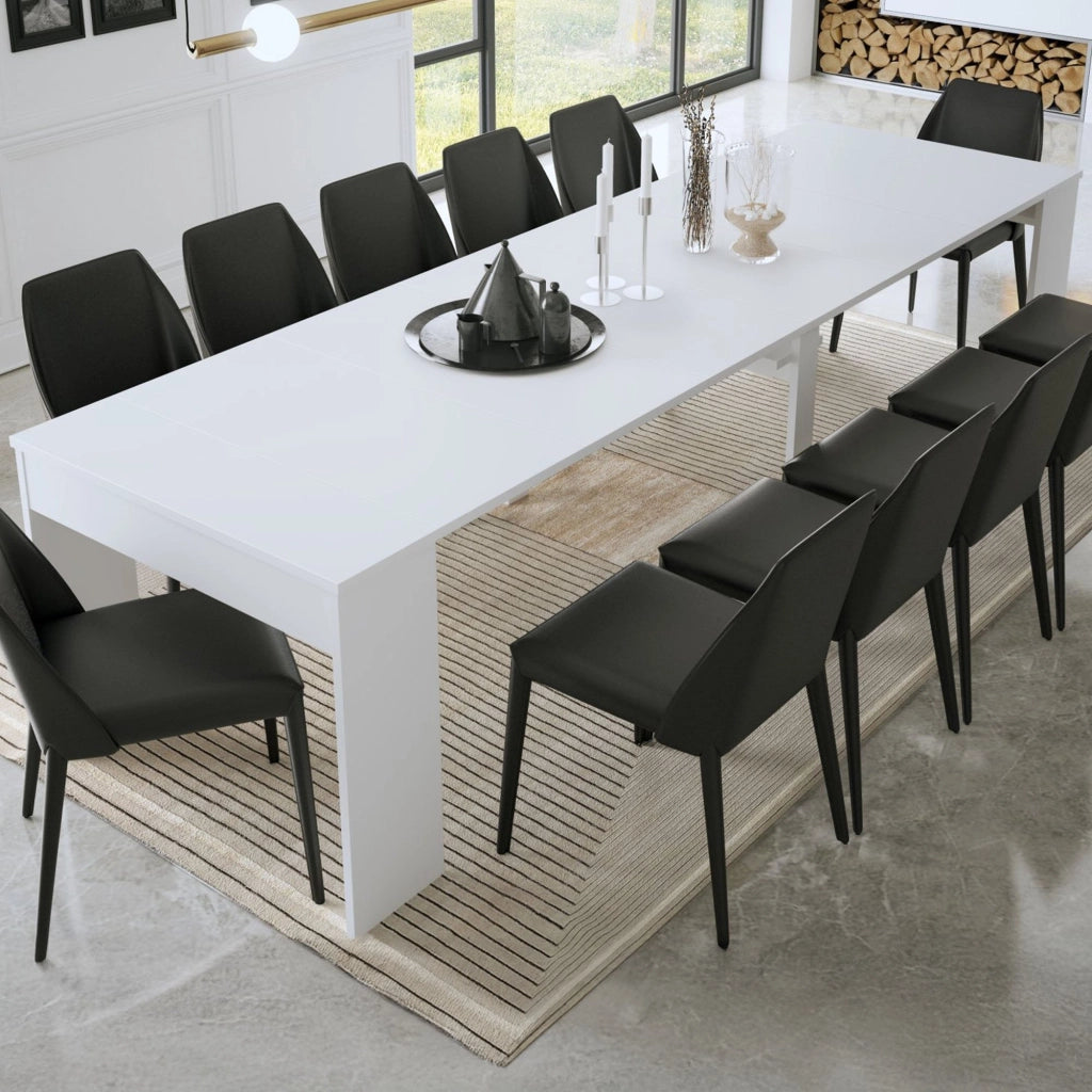 Luisago, Consolle Allungabile 12 Posti, 302x75x90h cm Bianco