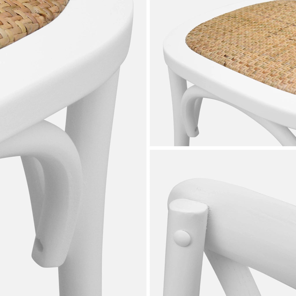 Set 4 sedie da bistrot vintage in legno, bianco