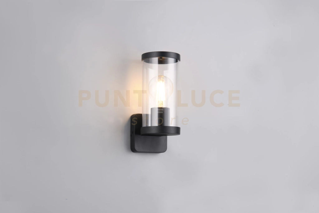 BONITO APPLIQUE DA ESTERNO IN FUSIONE DI ALLUMINIO COLORE NERO E DIFFISORE TRASPARENTE IP44 H.23CM  1 LUCE ATTACCO E27