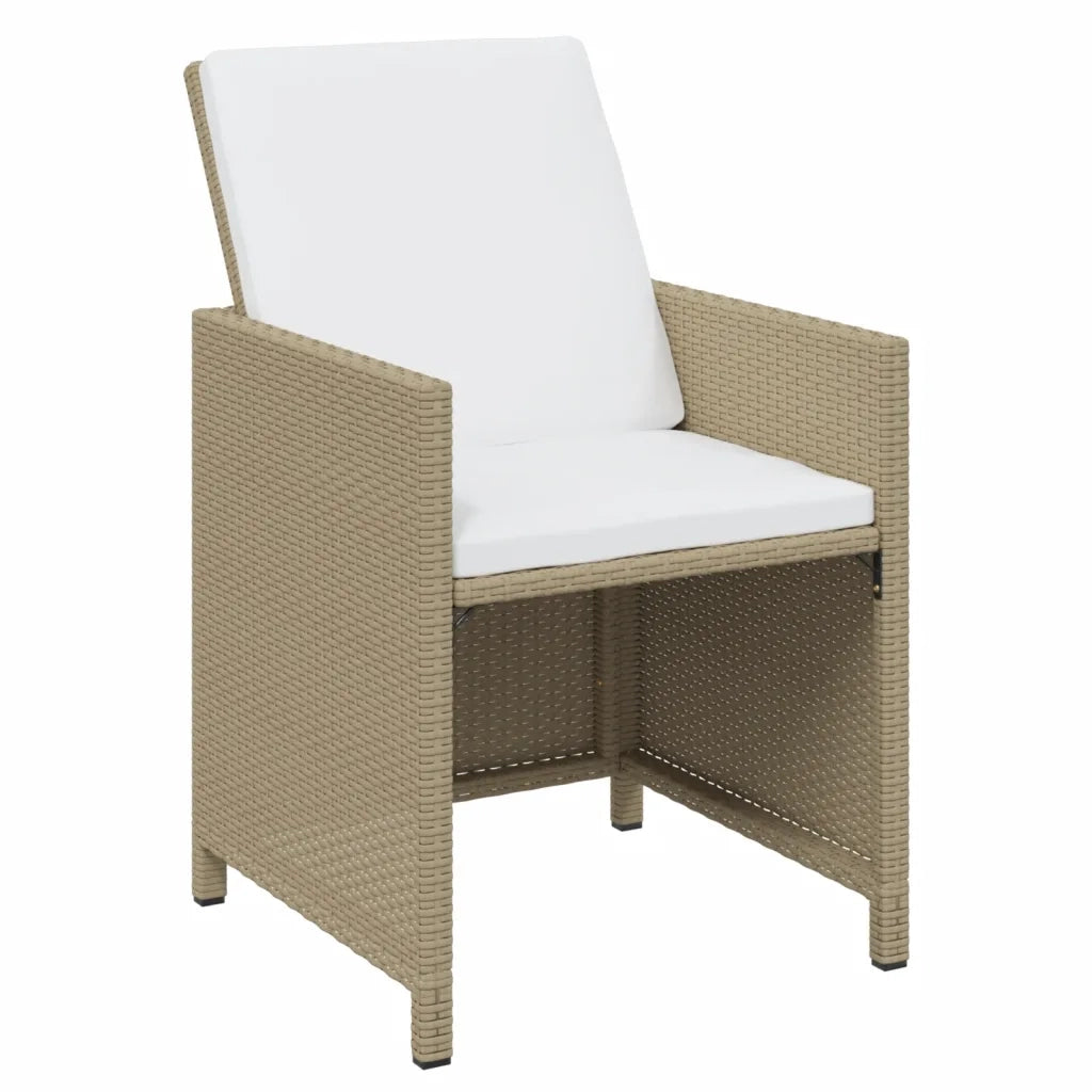 Set da Pranzo per Giardino 17pz con Cuscini in Polyrattan Beige cod mxl 36013