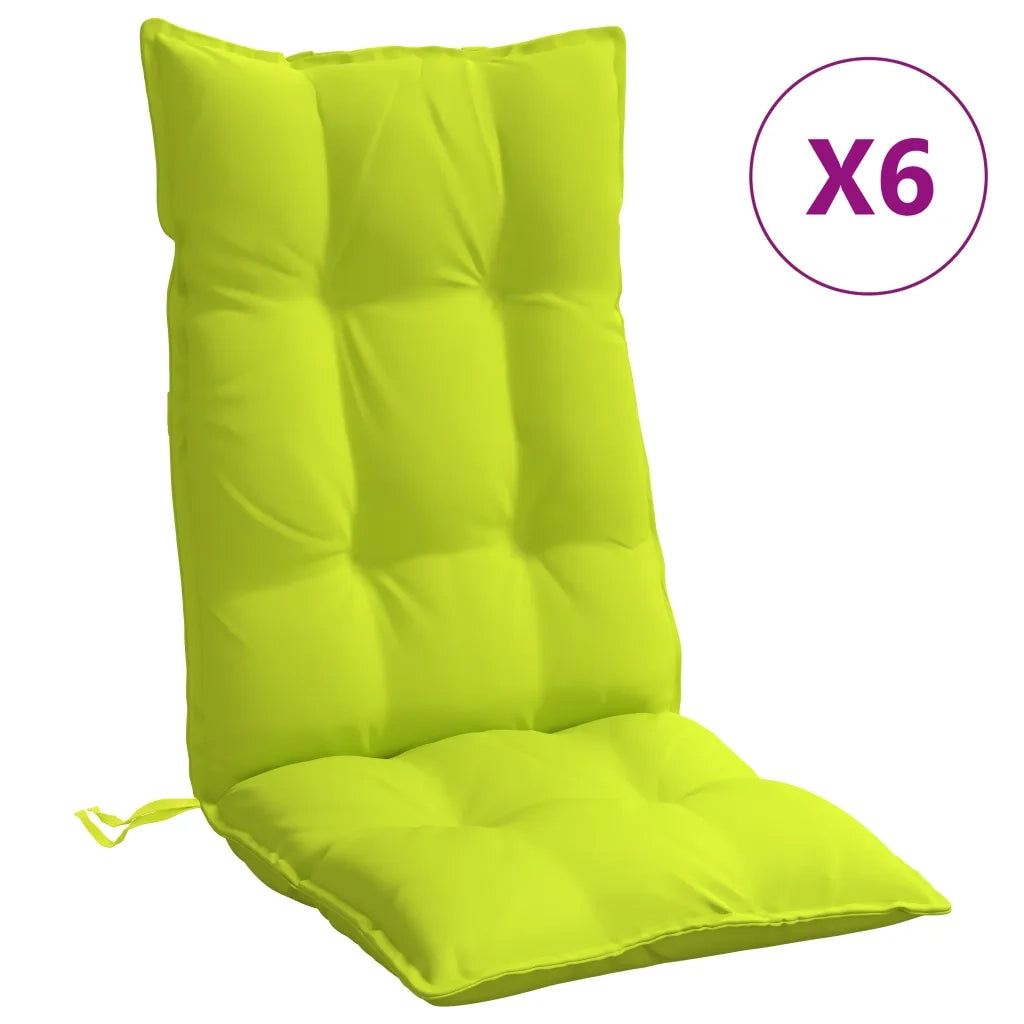 Cuscini Sedia Schienale Alto 6 pz | Cuscini per sedie Verde Chiaro Tessuto Oxford