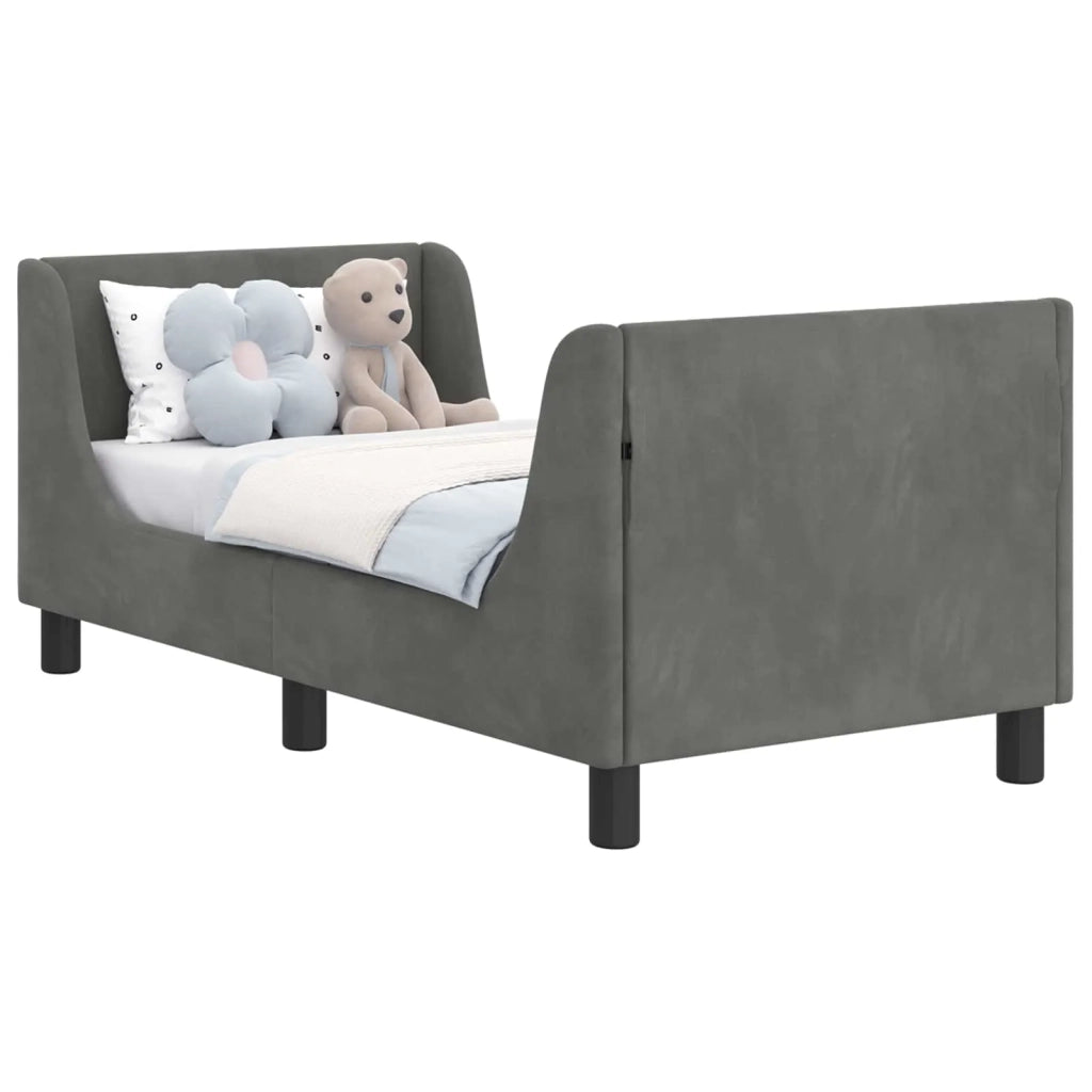 Struttura letto per bambini con testata Grigio Scuro Velluto
