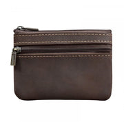 Portafoglio Uomo - Borsa di Pelle Artigianale - Cassetto per Monete con Appoggio Chiave - 2 Tasche con Cerniera - Sostenibile - Compatta 11cm x 7,5cm x 1cm