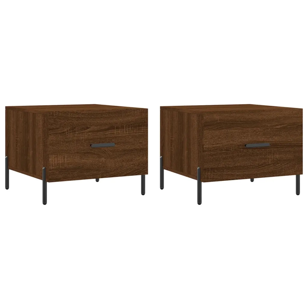 2 pz Tavolini salotto | Tavolino da caff¨¨ | Tavolino da Soggiorno Rovere Marrone 50x50x40 Legno Multistrato