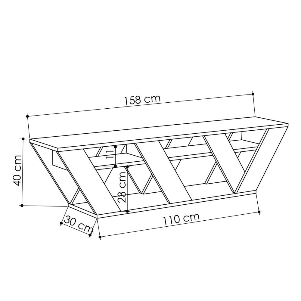Mobile TV Moderno 1 Ripiano 158x30x40 cm in MDF Ralla Antracite
