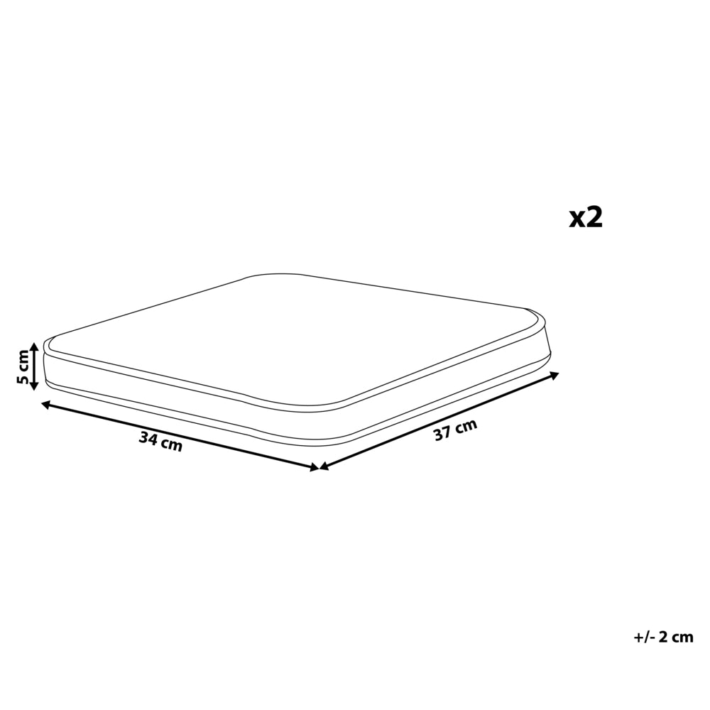 Set di 2 cuscini per sedia da giardino verde menta e bianco 37 x 34 cm motivo a strisce per esterno legami resistenti ai raggi UV