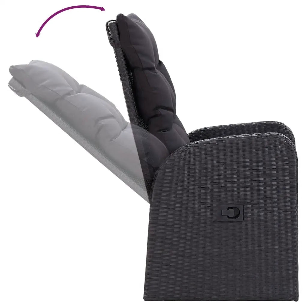 Set Mobili da Pranzo per Giardino 7 pz con Cuscini Nero cod mxl 43552
