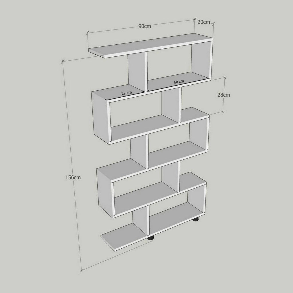 Libreria Severa, Scaffale da ufficio, Mobile portalibri, Biblioteca, 90x20h156 cm, Quercia