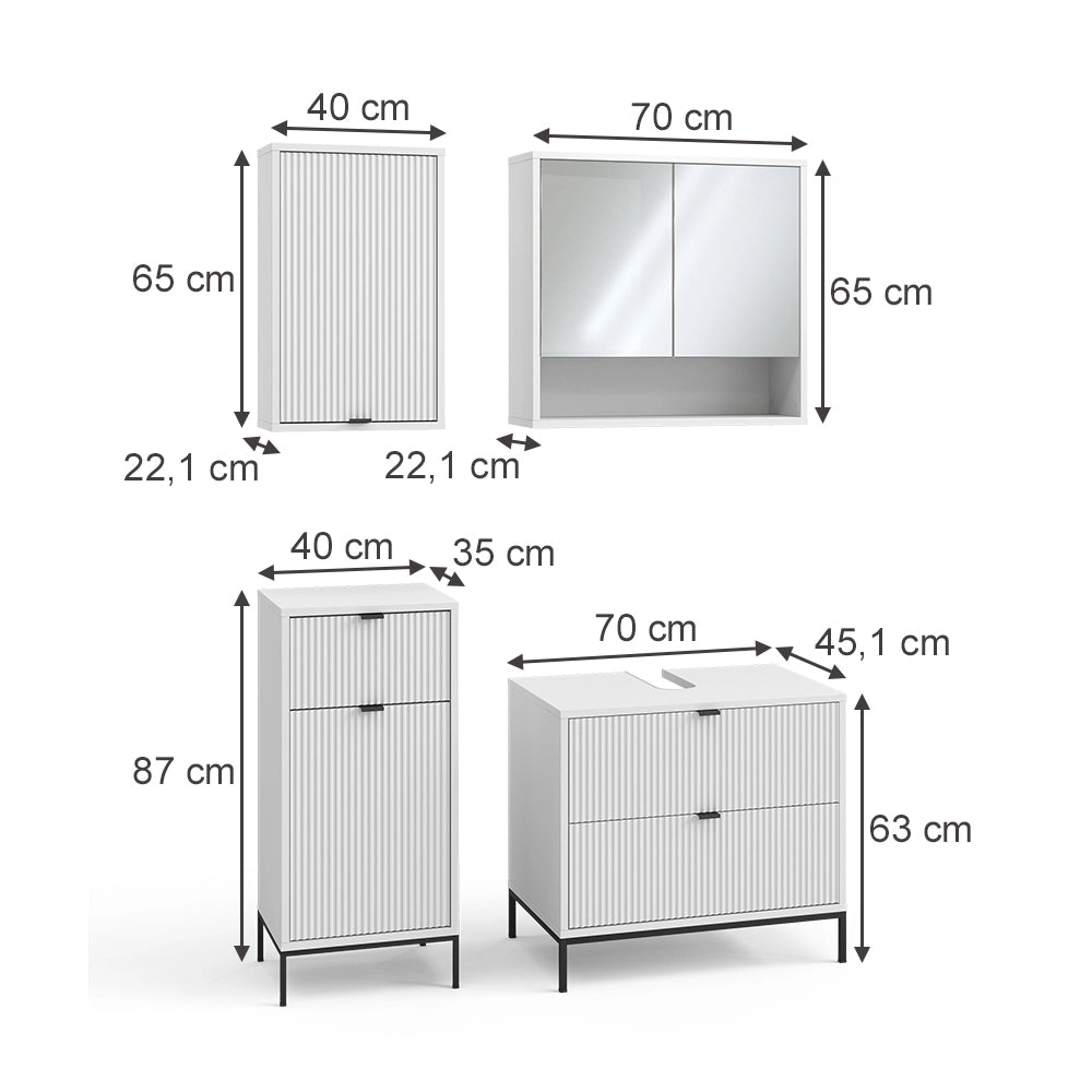 Vicco Set di mobili da bagno Bianco 4 parti