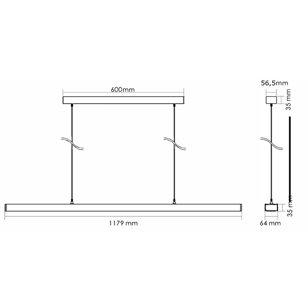 Office Three Lampada sospensione LED 58W pendente dimmerabile doppia emissione luce ufficio 4000K DALI 2.0 230V GRIGIO