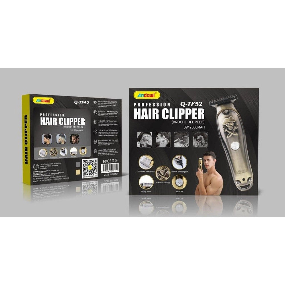 Trade Shop - Taglia Capelli Ricaricabile Rasoio Elettrico Regola Barba 3 Pettini Usb Q-tf52 -