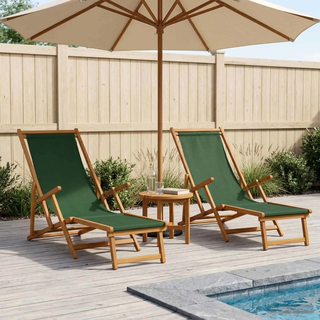 Lettino prendisole pieghevole 2 pcs 3 Posizione Verde 3407823