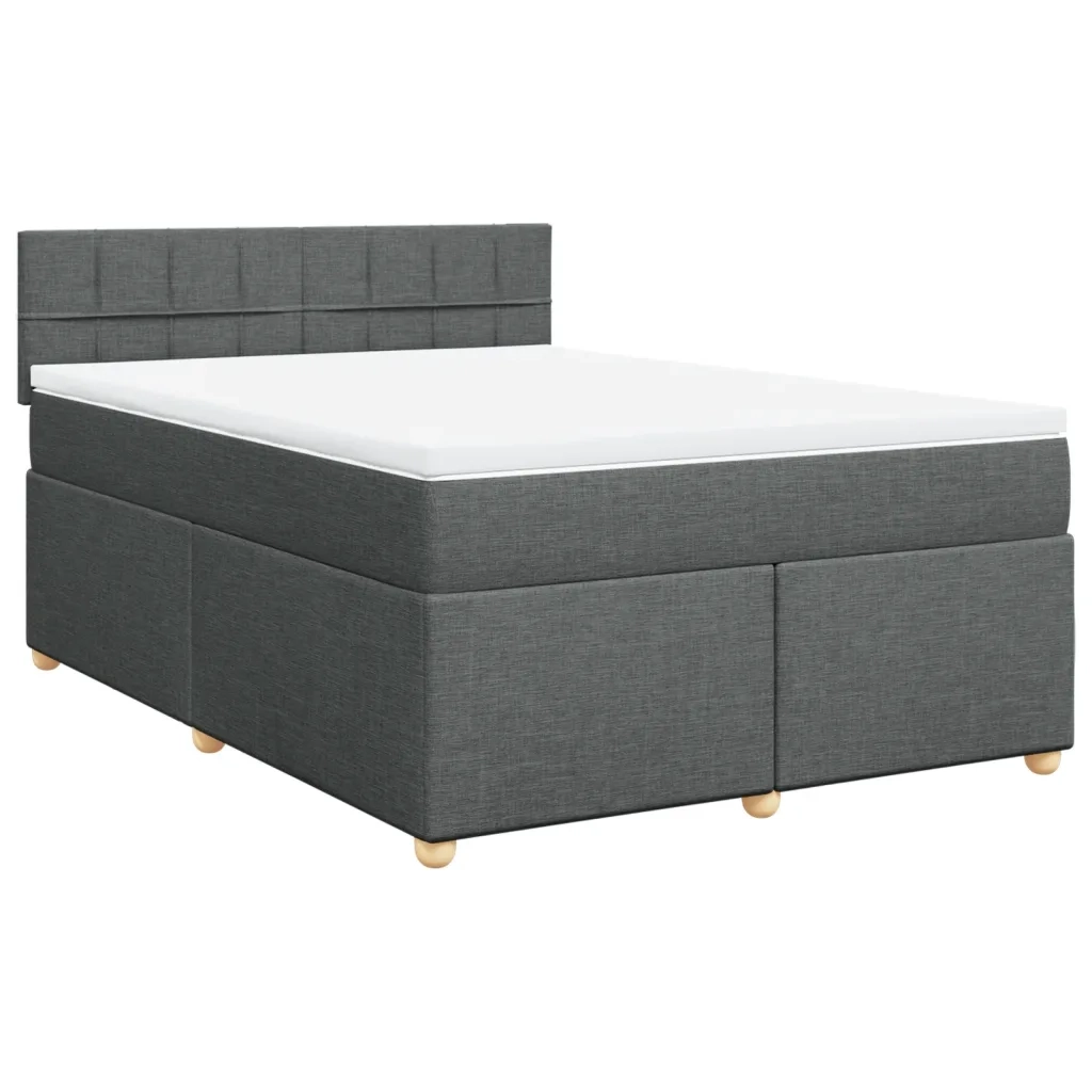 Giroletto a Molle con Materasso Grigio Scuro 140x200cm Tessuto