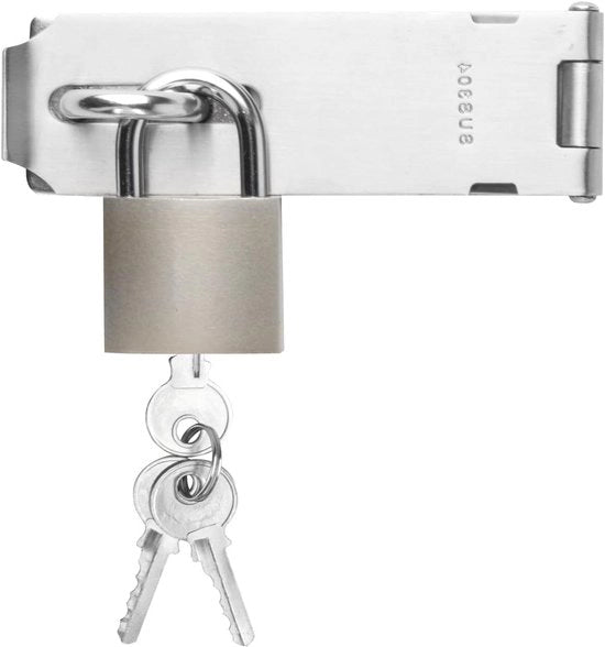 Serratura Premium per cancelli con chiusura a catena 12 cm in acciaio inossidabile - Blocco di sicurezza per porte scorrevoli e porte in legno - Chiusura per cancelli di giardino
