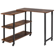 Scrivania angolare a L con ruote 80 x 71,5 x 65 cm ergonomica e compatta stile industriale realizzata in MDF colore caffè 20_0020373