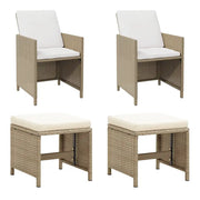 Sedie da Giardino con Sgabelli 2 pz in Polyrattan Beige cod mxl 23213