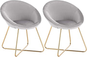 Set di 2 Sedie sala da pranzo Sedie cucina moderne poltrona, Adatte per Sala pranzo Soggiorno, Camera da Letto, Schienale, Tessuto di velluto, Oro Metallo, Grigio Chiaro BH217hgr-2