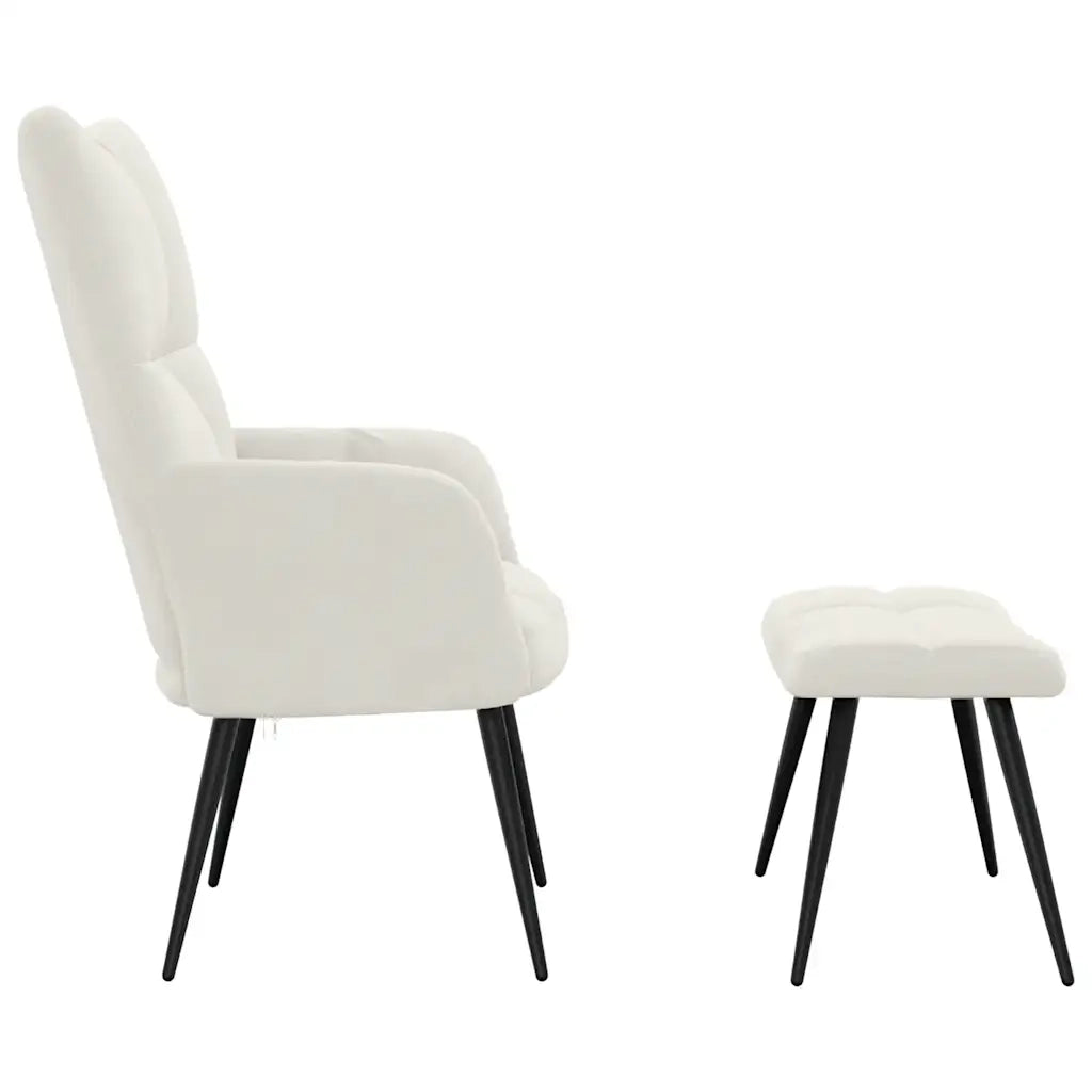 Poltrona Relax con Poggiapiedi Bianco Crema in Velluto cod mxl 23686