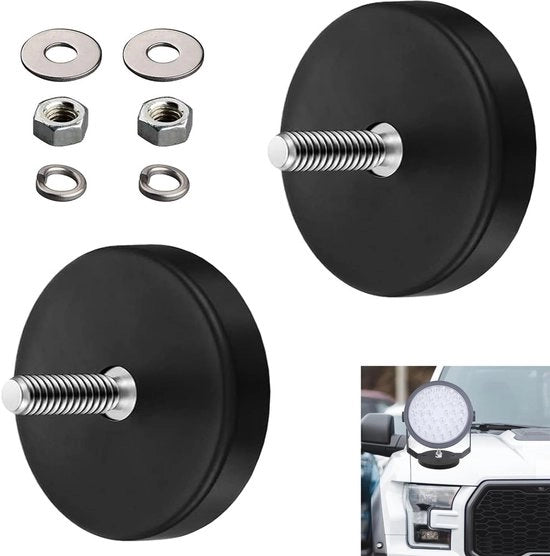 Magneti neodimio, 2 pezzi con viti M6, Ø 66 mm magneti con viti, magneti per frigoriferi per cartelli magnetici, con rivestimento antiscivolo in gomma, per trapano a vite o gancio