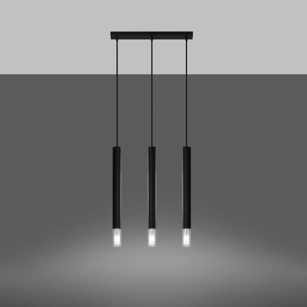 Lampadario SULTAN 3 Pure Lume nero metallo/vetro G9