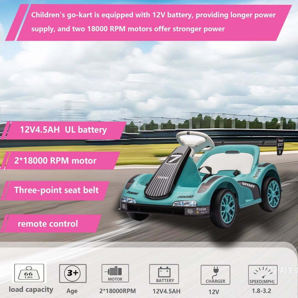 Go Kart Elettrico per Bambini ¨C zephmum ¨C Verde, Batteria 12V, Telecomando, Cintura di Sicurezza