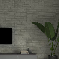 Set 12 Pannelli Decorativi Area 8,6 mq 120x60x2,5 cm Rivestimento Murale Effetto Mattoni in Pietra 3D in PU Greige