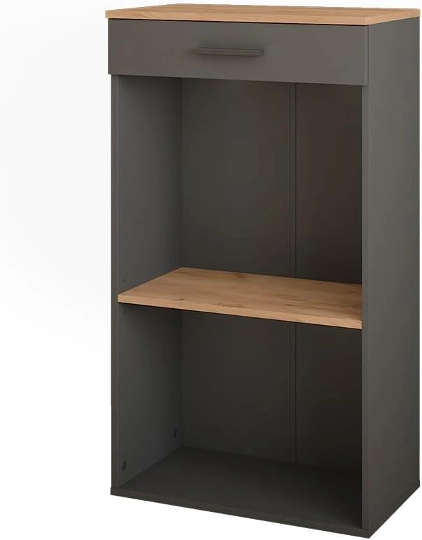 Portabottiglie Repose, Quercia dorata/antracite, 60 x 106 cm, adatto per la conservazione di bottiglie di vino e libri