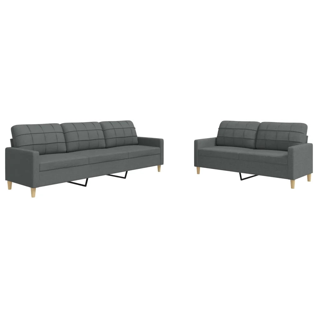 vidaXL Set di Divani 2 pz Grigio Scuro in Tessuto
