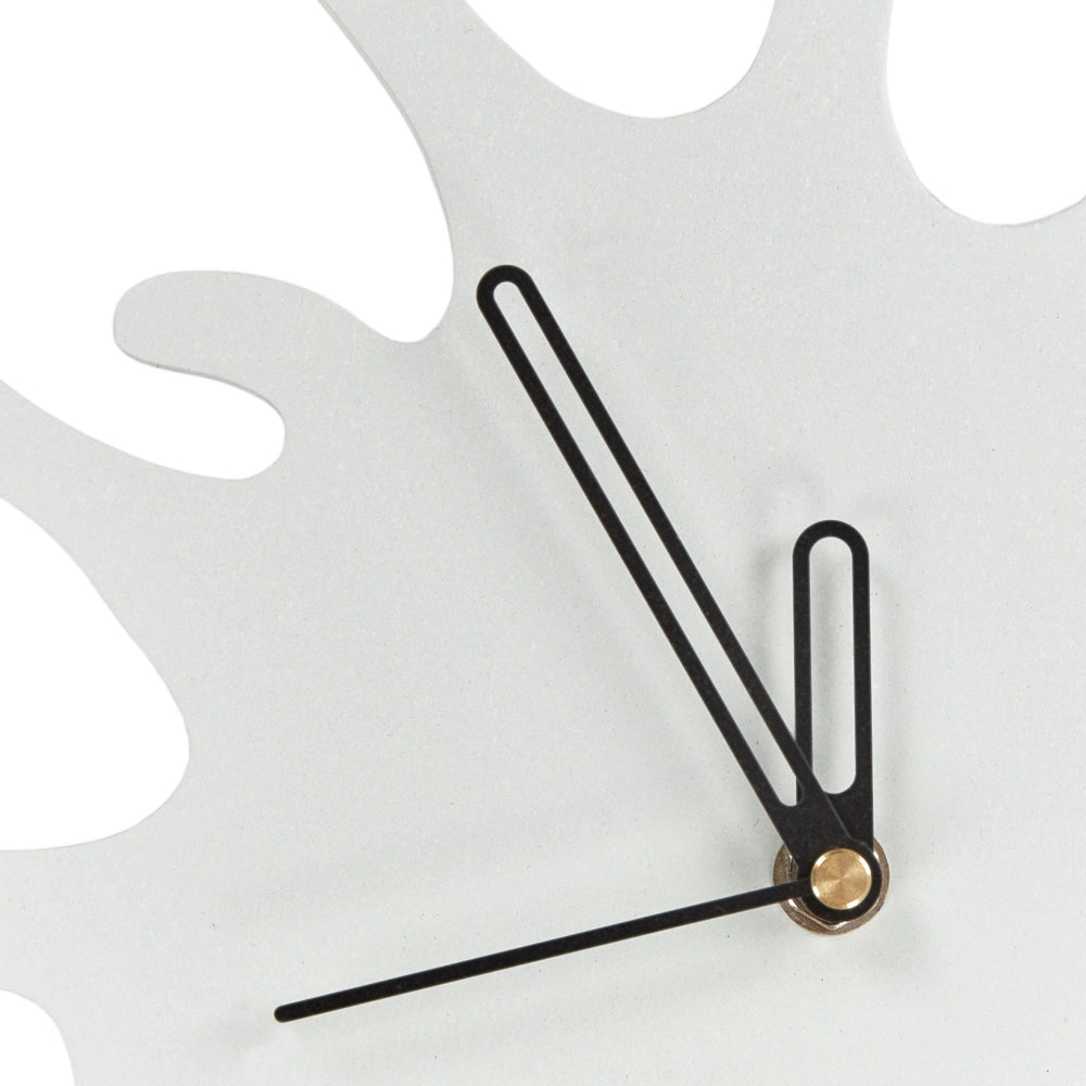 Orologio da parete in metallo MDF bianco 27 x 37 cm Design con pendolo decorativo senza numeri Decorazione per il soggiorno
