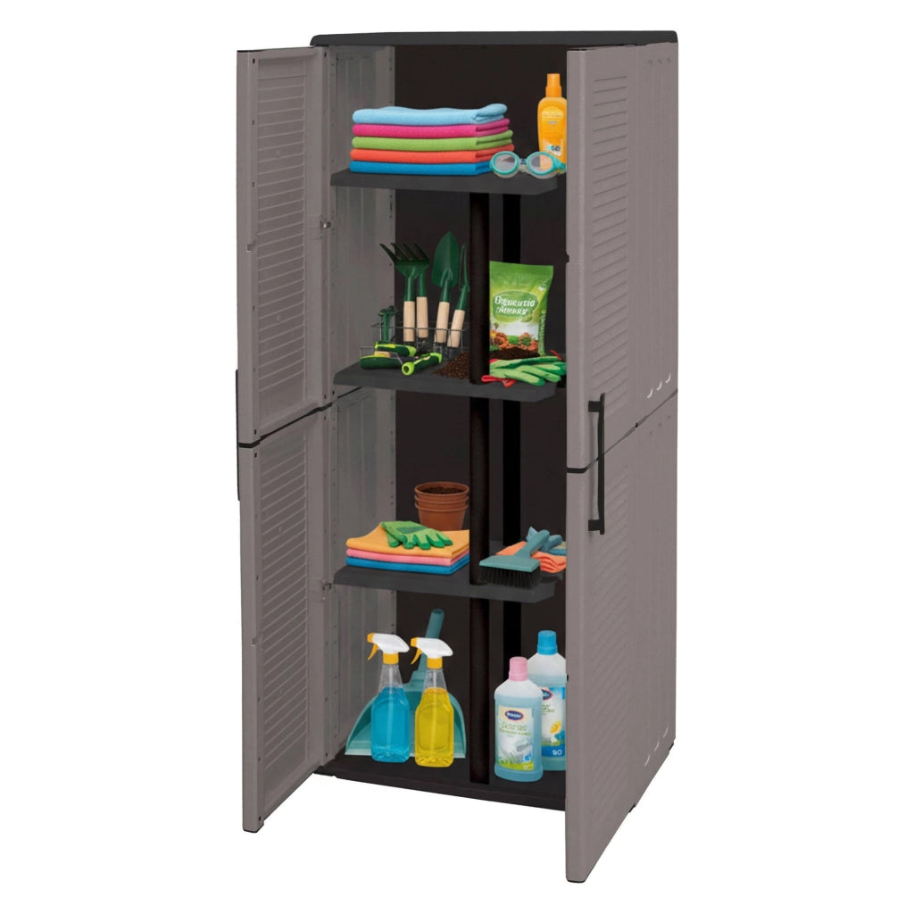 Mobile da Giardino Arabel, Armadio da Esterno 3 Ripiani Made in Italy, 37x68x163h cm Grigio
