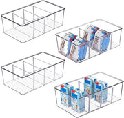 Organizzatore per frigorifero a 4 compartimenti, contenitore per alimenti BPA-free a 4 livelli per tazze da tè, snack e spezie