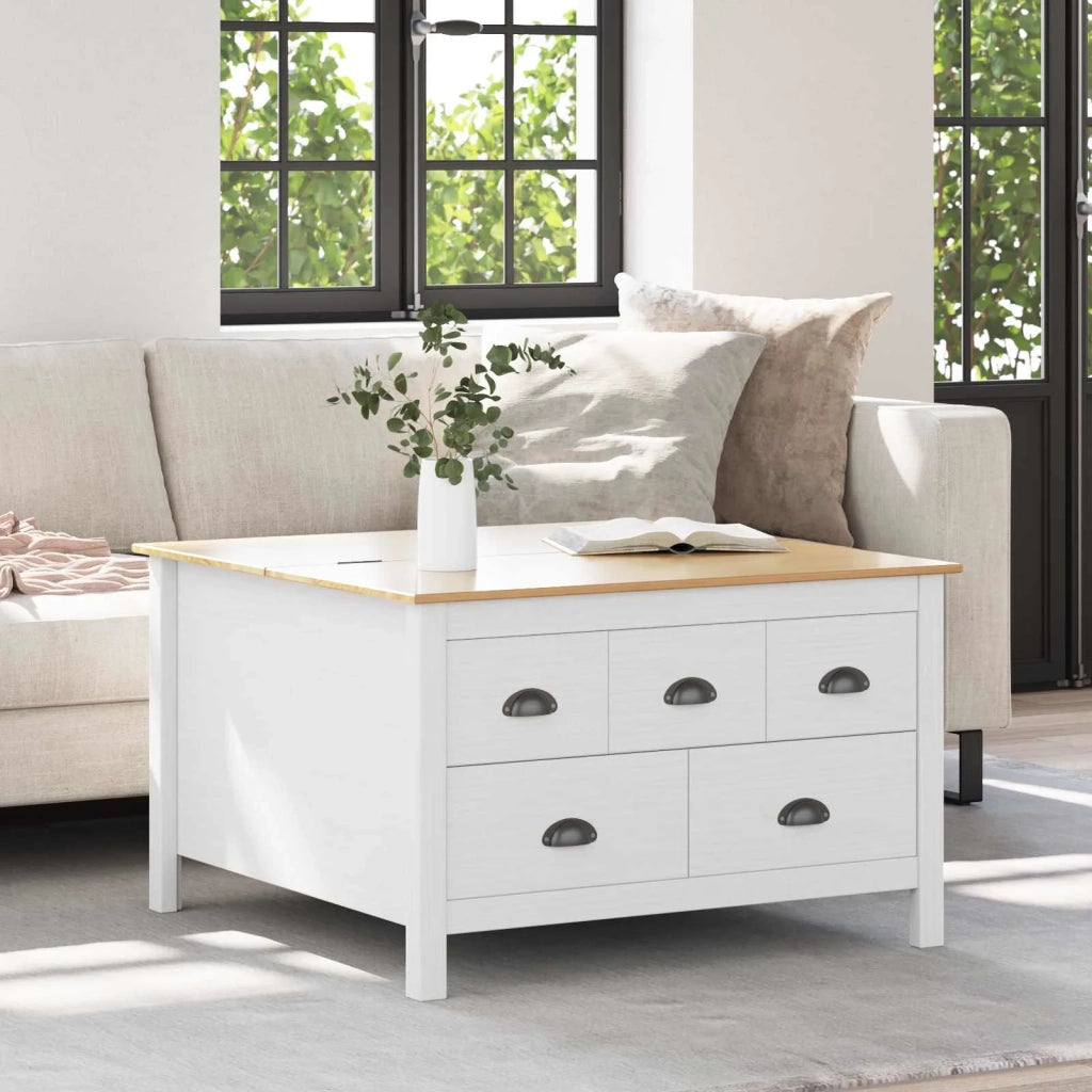 Tavolino da salotto con cassetto HILL Bianco e marrone miele 42025041