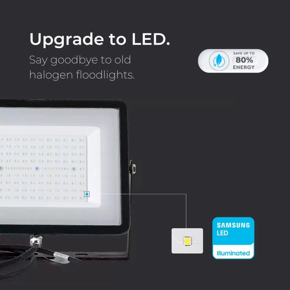 Trade Shop - V-tac Faro Faretto Led Smd 10w 20w 30w 50w 100w Slim Da Esterno Ip65 Colore Nero - -bianco Freddo-50 Watt