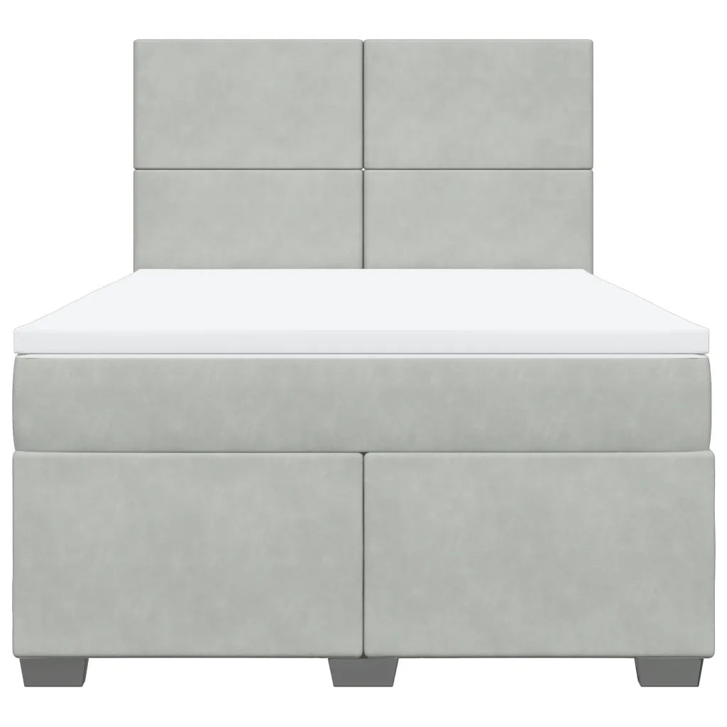 Giroletto a Molle con Materasso Grigio Chiaro 160x200cm Velluto