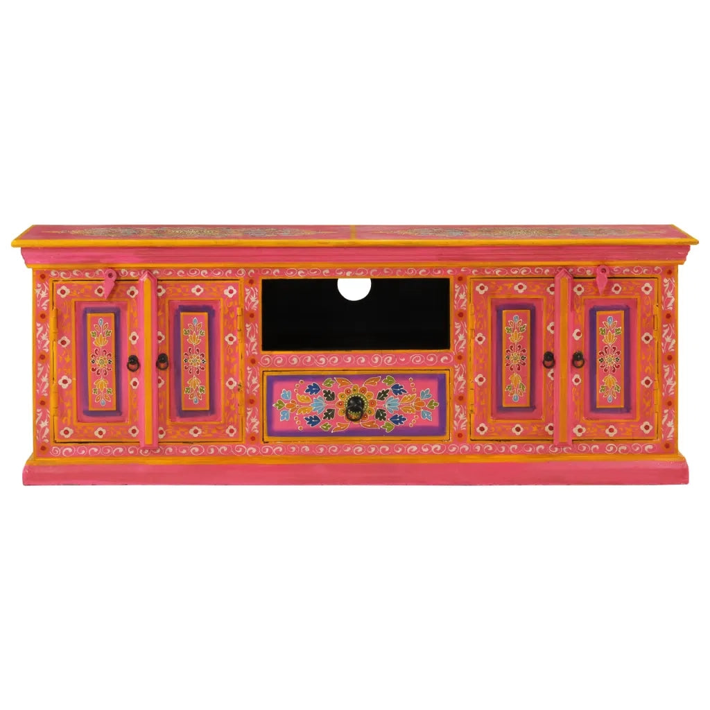 Mobile Porta TV Rosa 110x30x40 cm in Legno Massello di Mango 353907