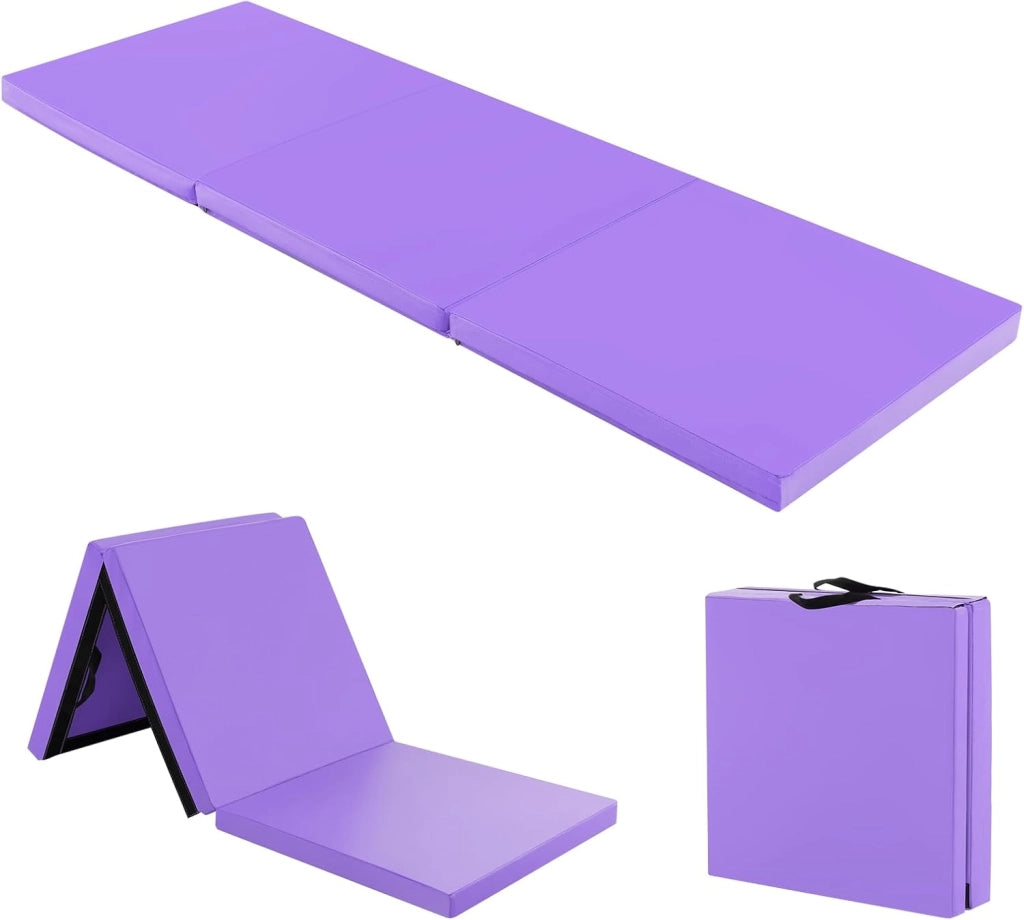 Tappetino da Yoga Spesso, Tappetino Fitness Pieghevole e Portatile con Imbottitura in EPE, Cerniera e Maniglie, Materassino Allenamento da Casa e Palestra,180 x 60 x 5 cm