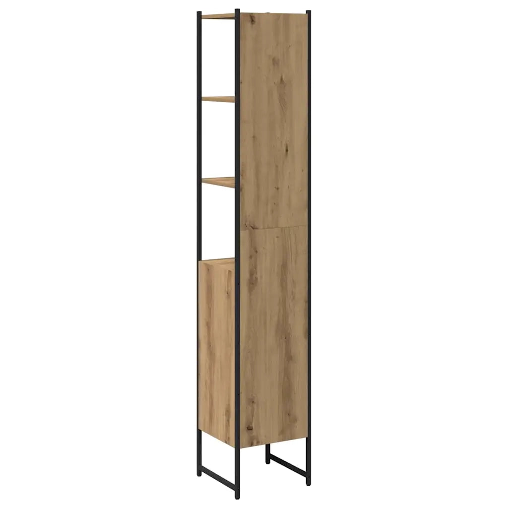 Mobile da Bagno | Armadio da bagno con porta rovere artigianale 33 x 33 x 185,5 cm