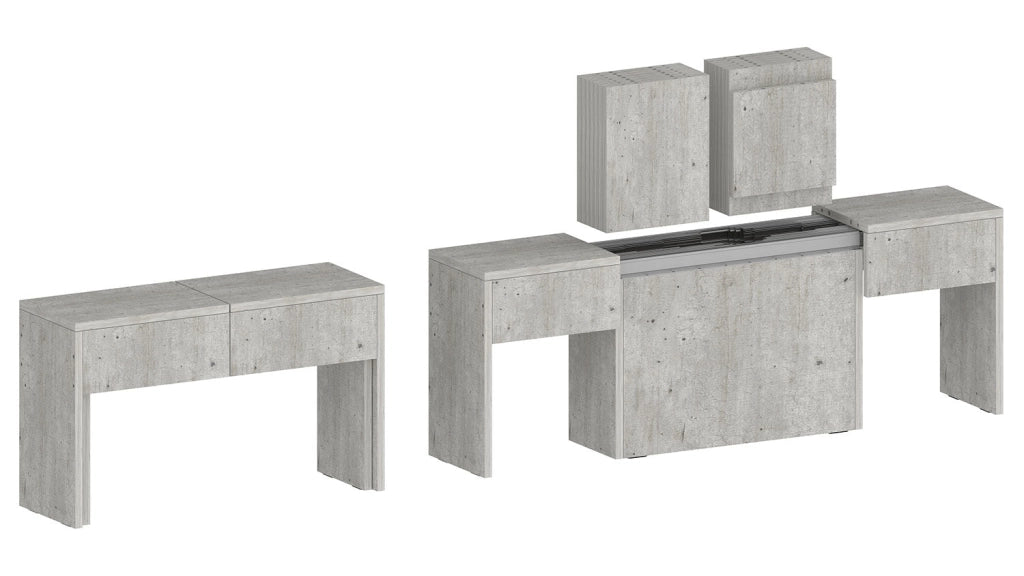 Set 2 Panche Allungabili 66/290x25x45 cm Pratika Singola A e B Cemento