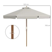 Ombrellone da Giardino con Doppio Tettuccio, in Bambù e Poliestere, Ø325x250 cm, Grigio
